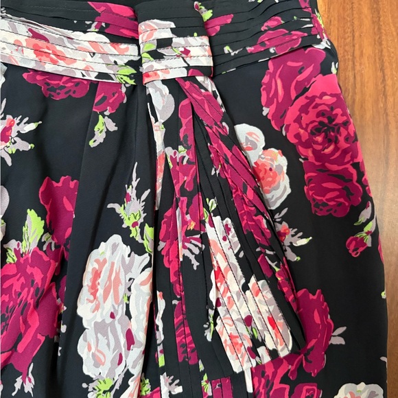 The Kooples Black and Pink Floral A-Line Skirt - Picture 2 of 6